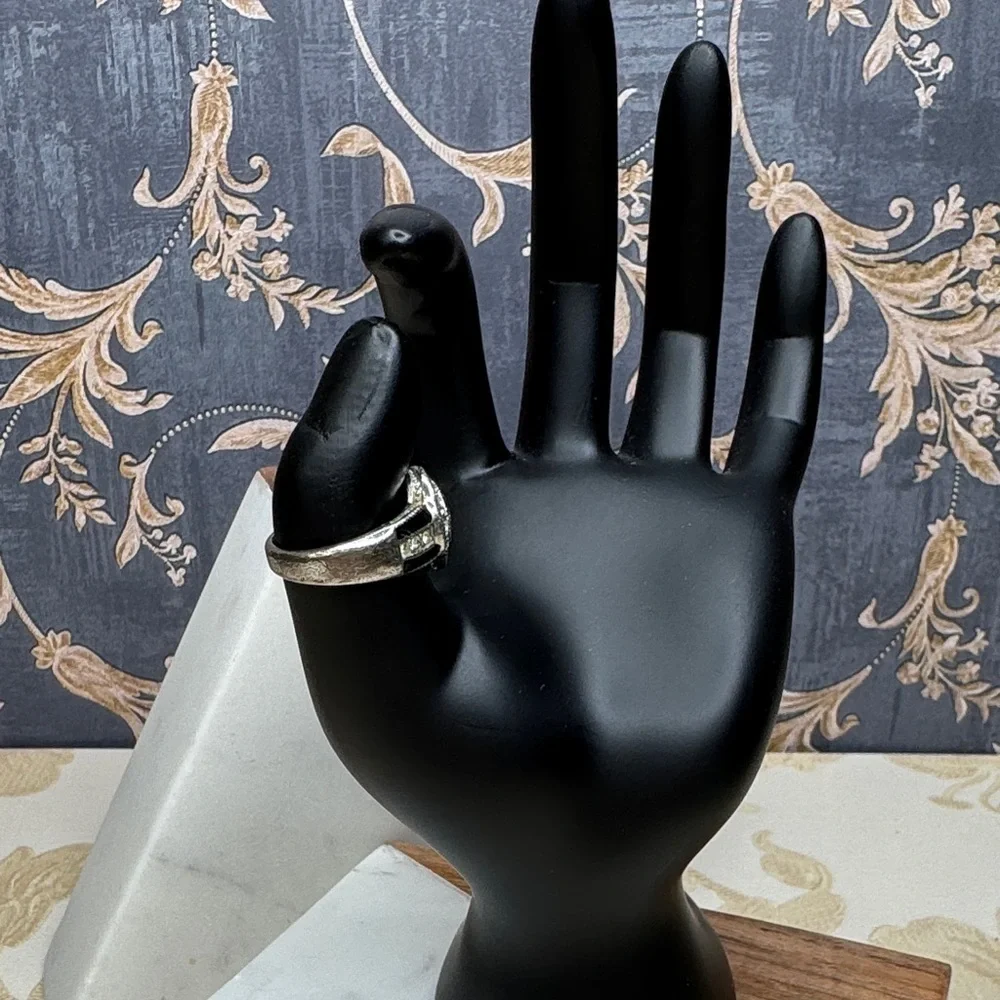 Vintage Estate Black X Silver Toned Men's Ring Size 8.5 Lot D32